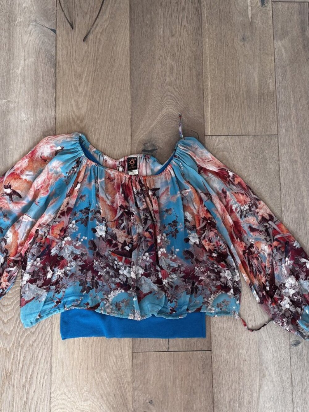 Jean Paul Gaultier Soleil Silk Sheer Peasant Top Size M Vintage 2000s Y2K - Picture 6 of 12